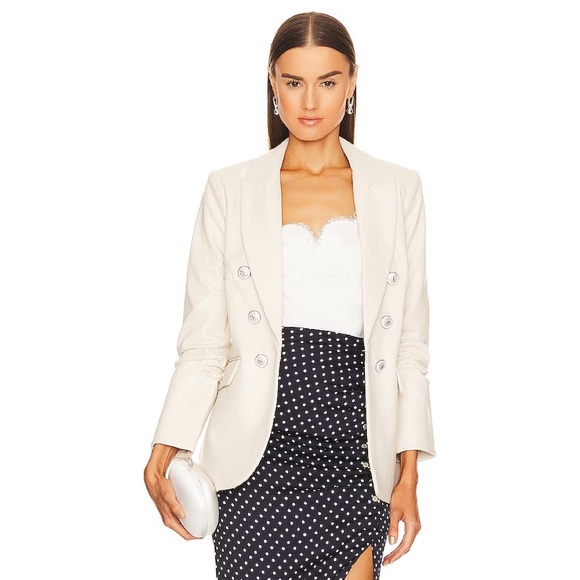 Veronica Beard Jackets & Blazers - SOLD - NEW WITHOUT TAGS VERONICA BEARD Beacon Dickey Faux Leather Ecru Jacket 4